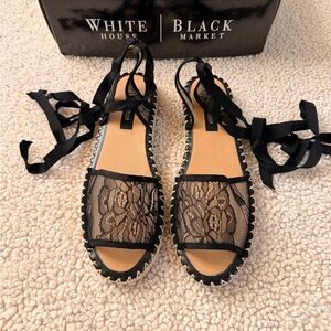 White House Black Market Black Lace Espadrilles